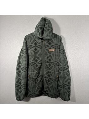Pendleton Full Zip Sharpa Fleece Hoodie Men M Green Aztec Southwest Jacket